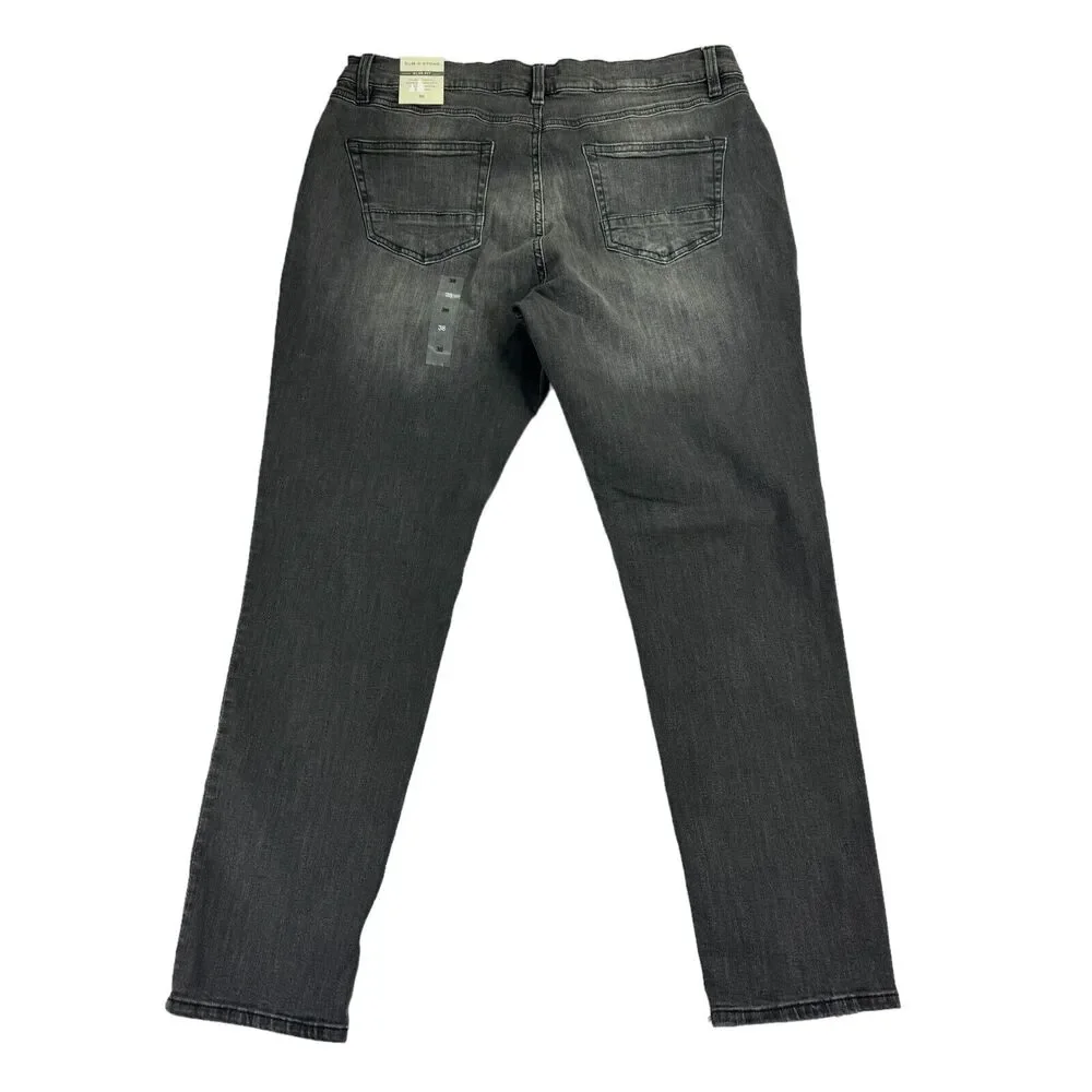 Sun + Stone Mens Athletic Slim Fit Oil Chrome Wash Jeans Gray 38
